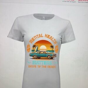 Women’s casual mental health matters graphic t-shirt.